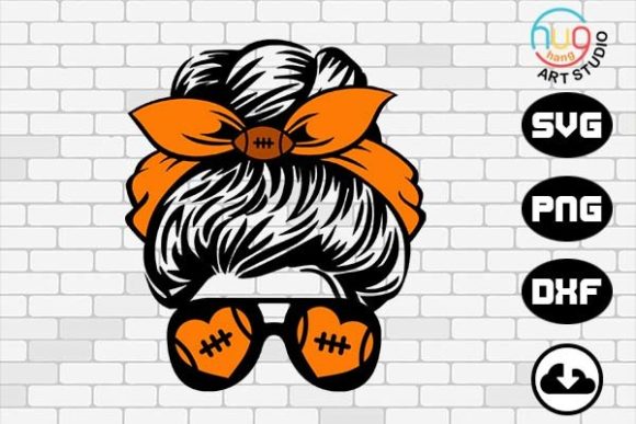 Football Mom Messy Bun Hair Graphics for Crafts