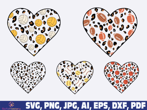 Heart Softball Baseball Football: Graphics for Crafts