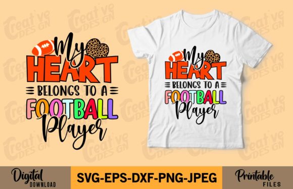 My Heart Belongs to Football Sublimation Graphics for Crafts