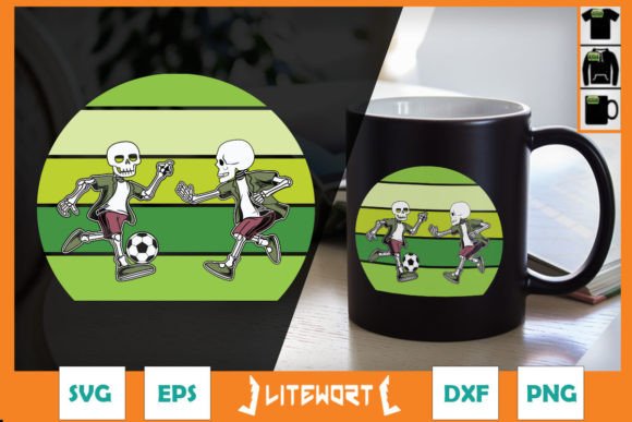 Skeleton Playing Football Halloween Graphics for Crafts & Content